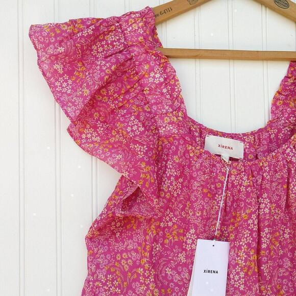 Xirena Larken Dress Size L NWT Pink Flora Ditsy Floral Print Midi Cotton Silk - Picture 5 of 12